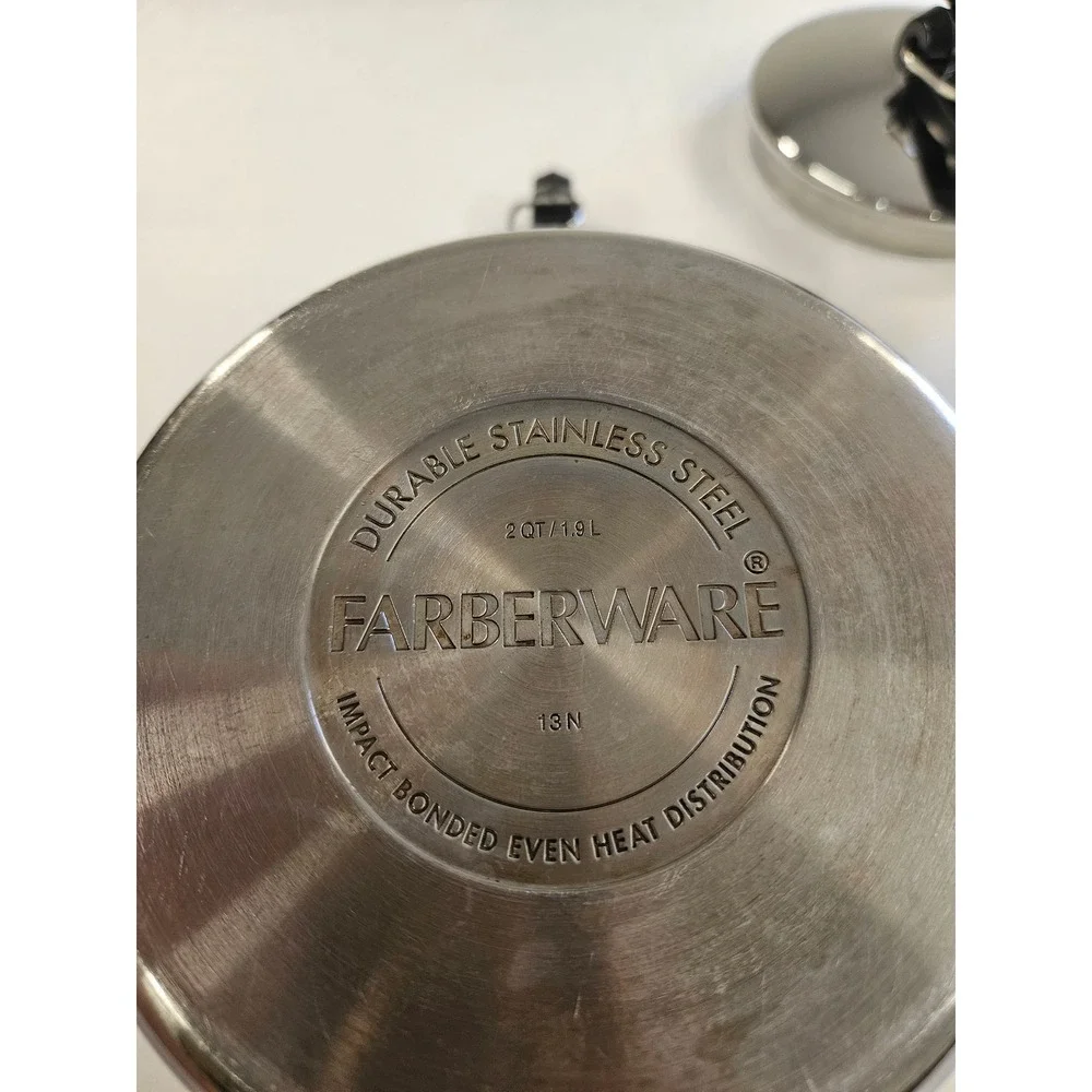Farberware‎ Stainless Steel Saucepan Set 1QT and 2QT Pots with Lids 2 Piece
